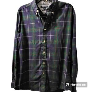 Tommy Hilfiger Men's Size Large Plaid Long Sleeve Button Up Shirt